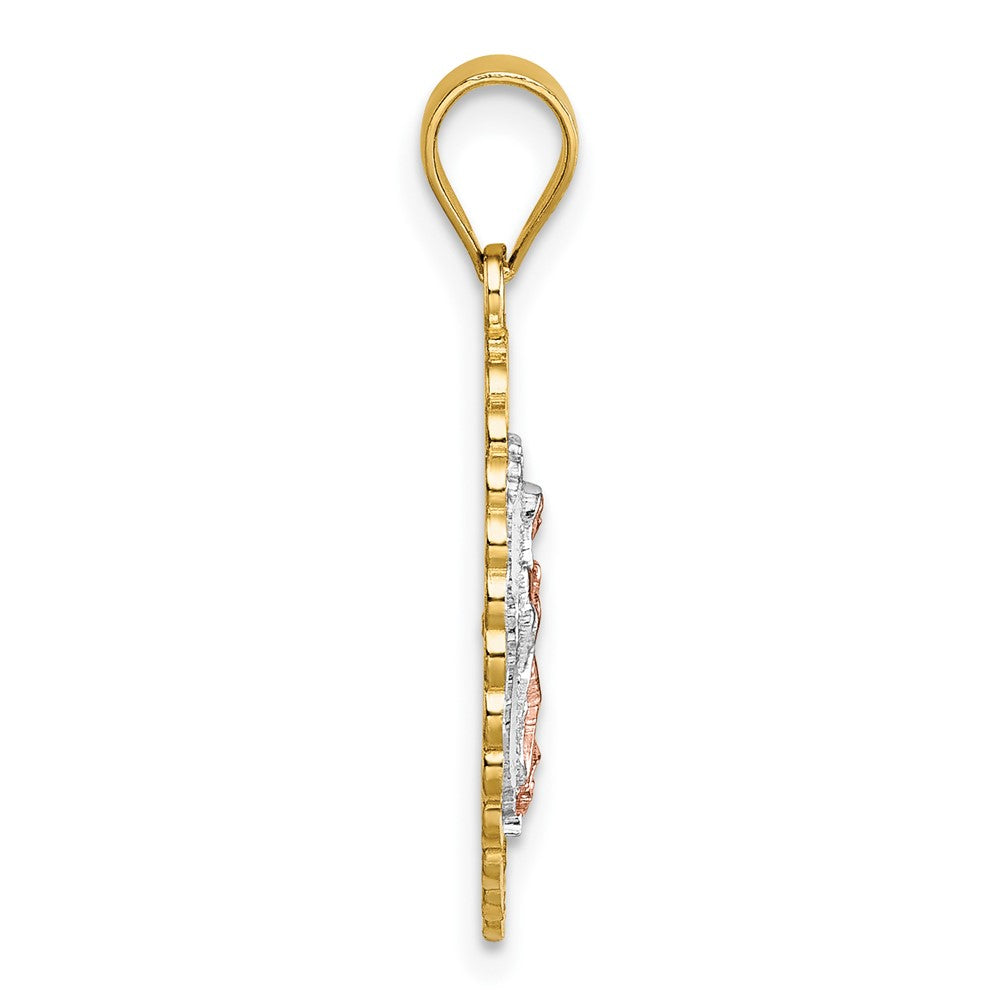 14K Bicolor mit Weiß Rhodium Poliert Guadalupe Anhänger