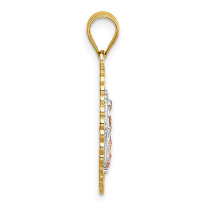 14K Bicolor mit Weiß Rhodium Poliert Guadalupe Anhänger