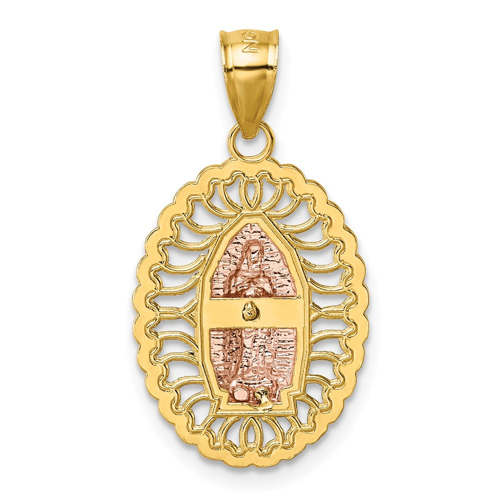 14K Bicolor mit Weiß Rhodium Poliert Guadalupe Anhänger