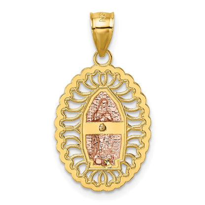 14K Bicolor mit Weiß Rhodium Poliert Guadalupe Anhänger