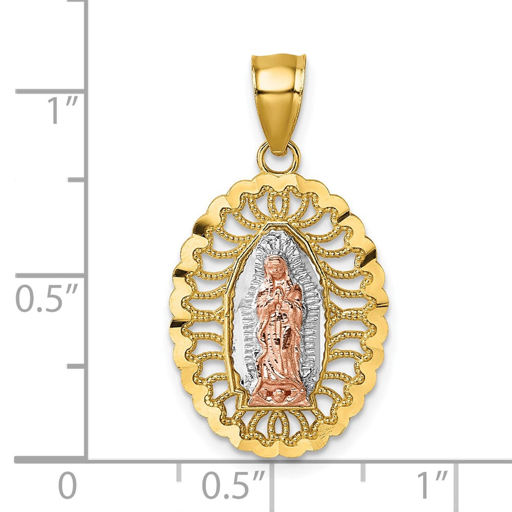 14K Bicolor mit Weiß Rhodium Poliert Guadalupe Anhänger