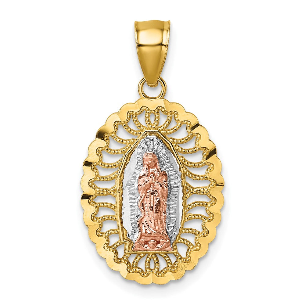 14K Bicolor mit Weiß Rhodium Poliert Guadalupe Anhänger