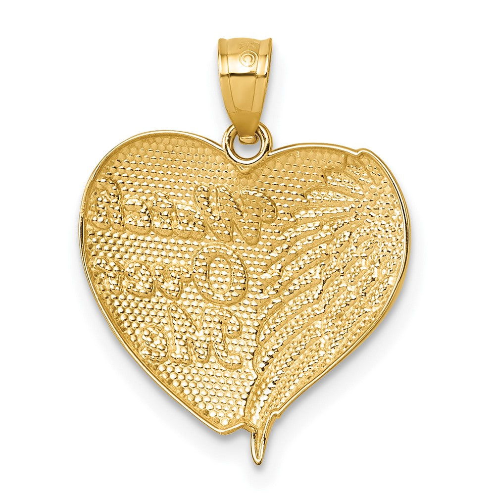 14K Gelb & Rhodium mit Rhodiniert Poliert / Diamant-cut Herz mit Flügel Uhr Over Me Anhänger