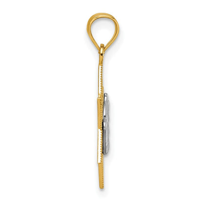 14K Bicolor Strukturiert/diamantiert Taube auf Stern Of David Anhänger