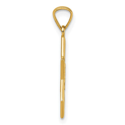 14K Gelbgold Poliert und Diamantiert Stern Of David Religious Anhänger