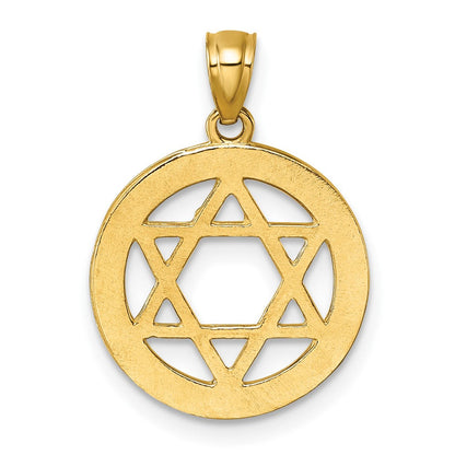 14K Gelbgold Poliert Zirkonia Stern Of David Anhänger