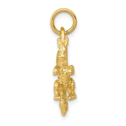 14K Gelbgold massiver polierter 3-D-Drachen-Charm