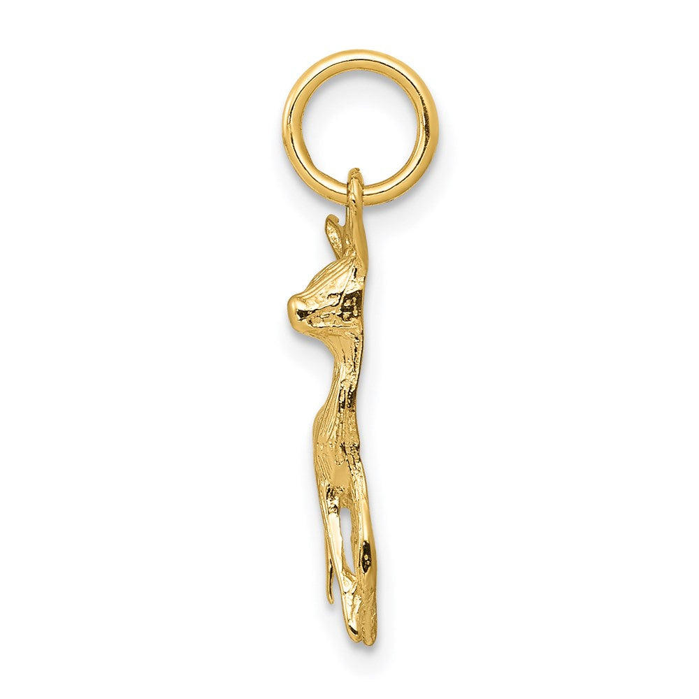14K Gelbgold Poliert Offen-backed Hirsch Charm