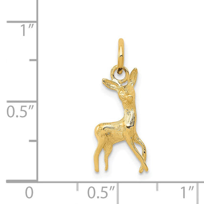 14K Gelbgold Poliert Offen-backed Hirsch Charm