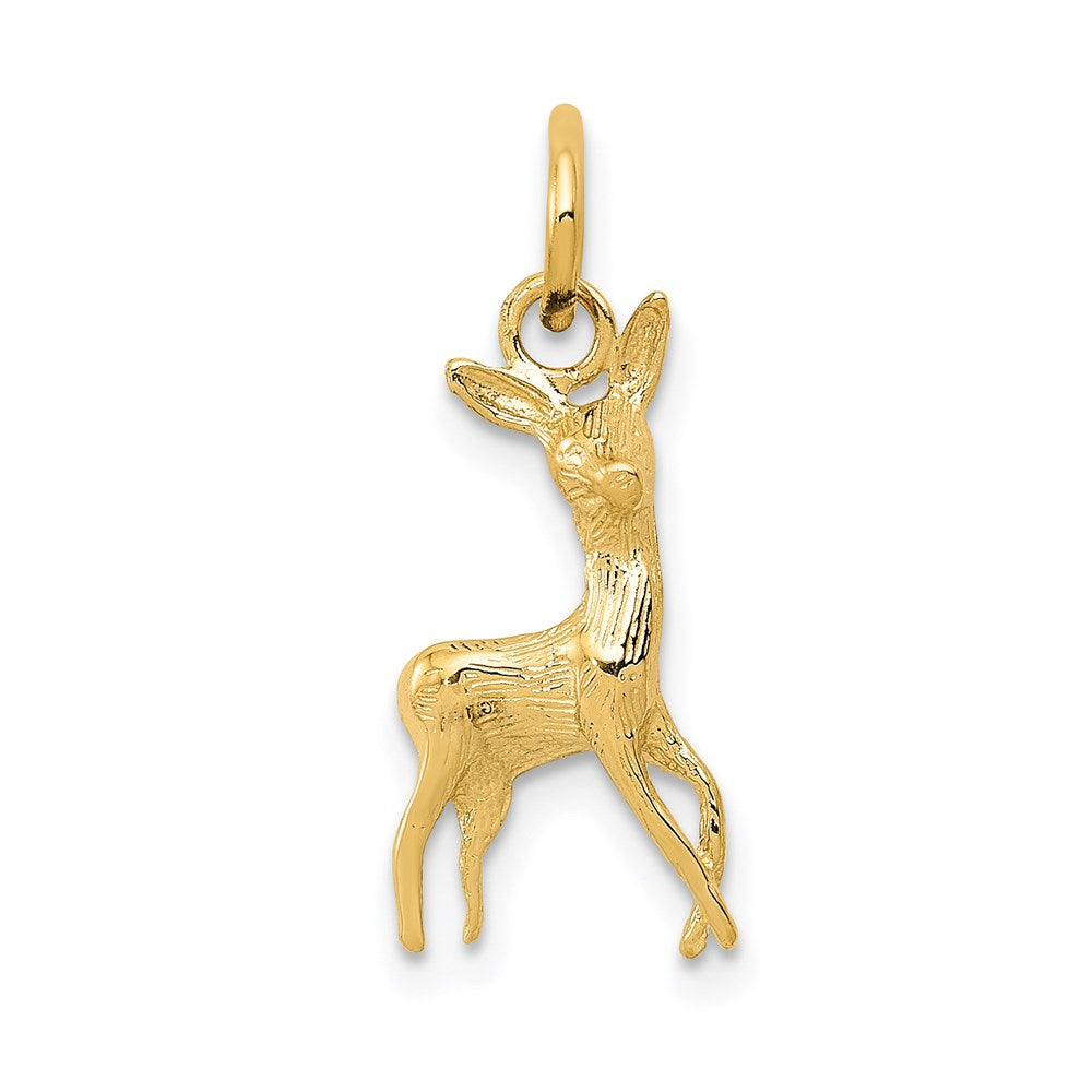14K Gelbgold Poliert Offen-backed Hirsch Charm