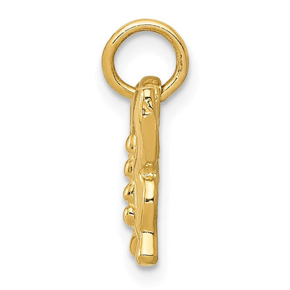 14K Gelbgold Massiv Poliert Schmetterling Charm