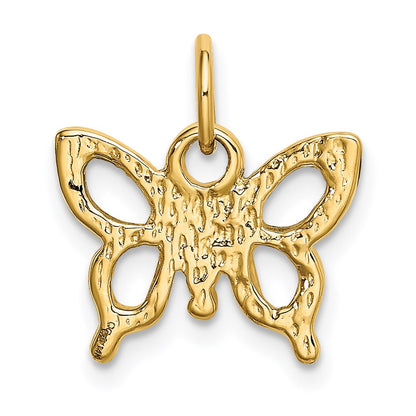 14K Gelbgold Massiv Poliert Schmetterling Charm