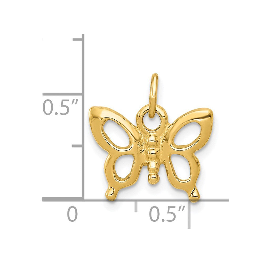 14K Gelbgold Massiv Poliert Schmetterling Charm