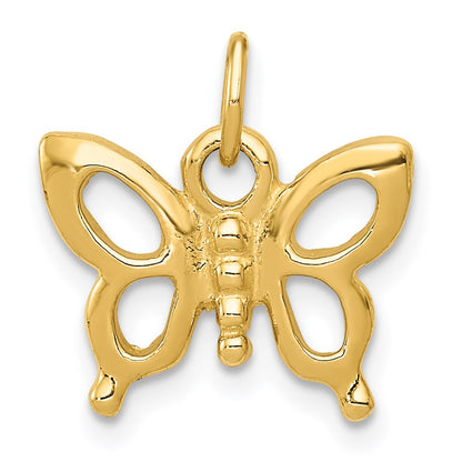 14K Gelbgold Massiv Poliert Schmetterling Charm
