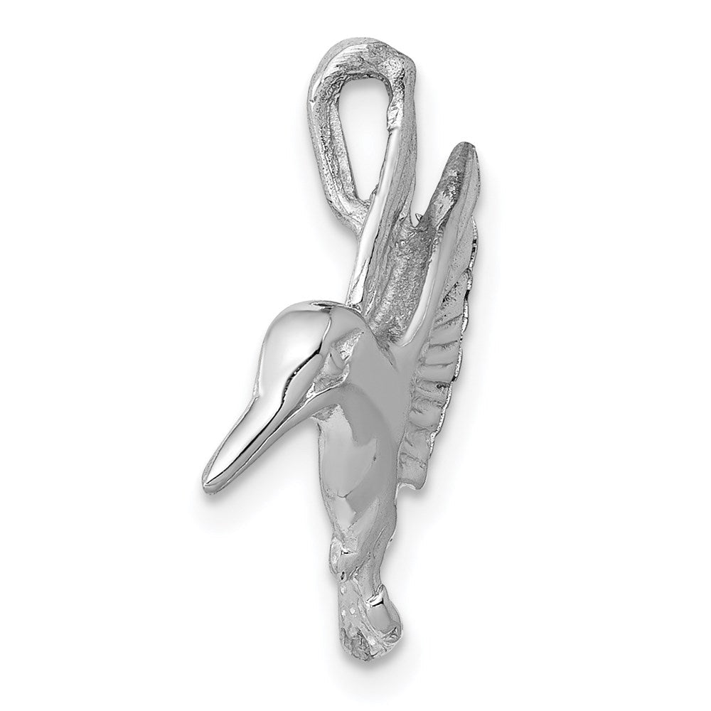 14K Weißgold Poliert Offen-backed Hummingbird Kette Anhänger