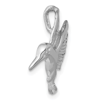 14K Weißgold Poliert Offen-backed Hummingbird Kette Anhänger