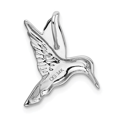 14K Weißgold Poliert Offen-backed Hummingbird Kette Anhänger