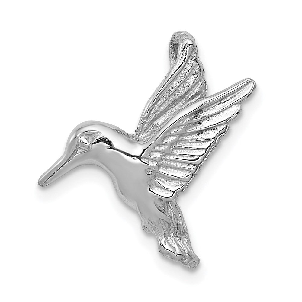 14K Weißgold Poliert Offen-backed Hummingbird Kette Anhänger