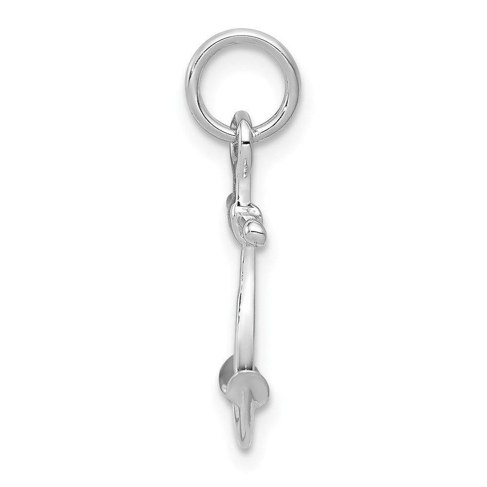 14K Weißgold Massiv Poliert 3-d Anker Charm