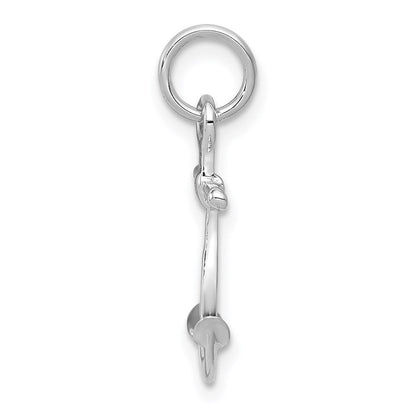 14K Weißgold Massiv Poliert 3-d Anker Charm