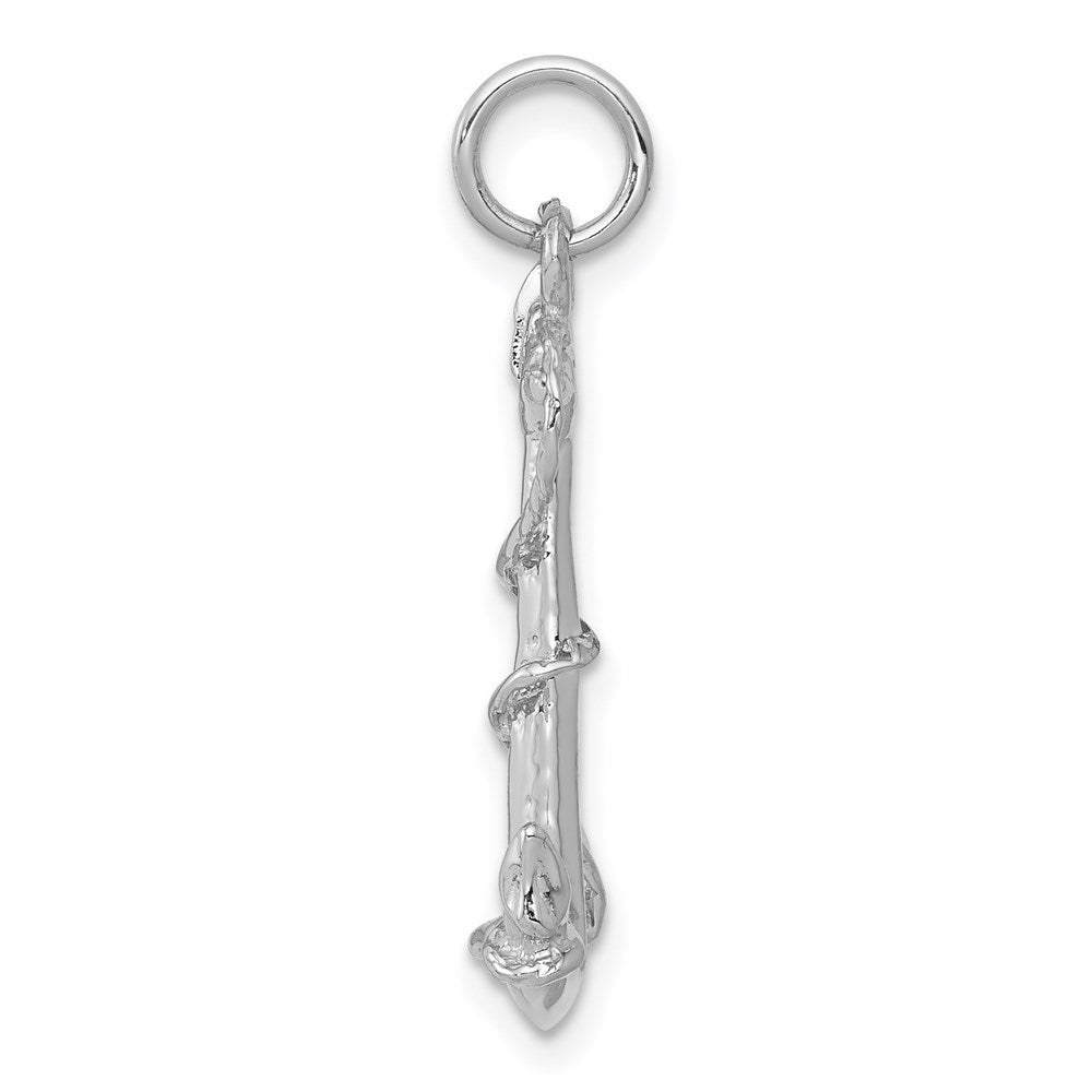 14K Weißgold Massiver Polierter 3-D Anker-Charm