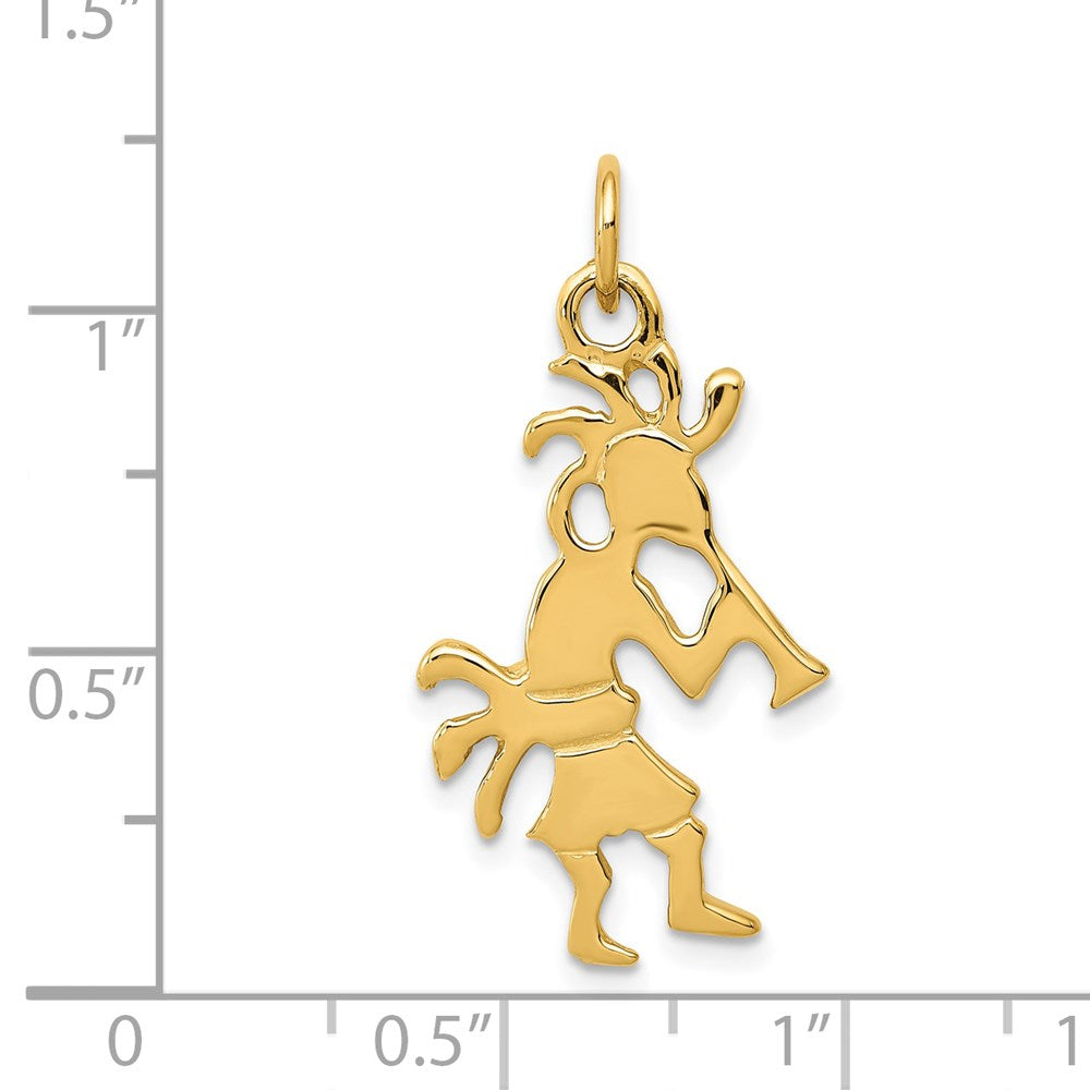 14K Gelbgold Poliert 3-Dimensionaler Kokopelli Charm
