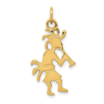 14K Gelbgold Poliert 3-Dimensionaler Kokopelli Charm