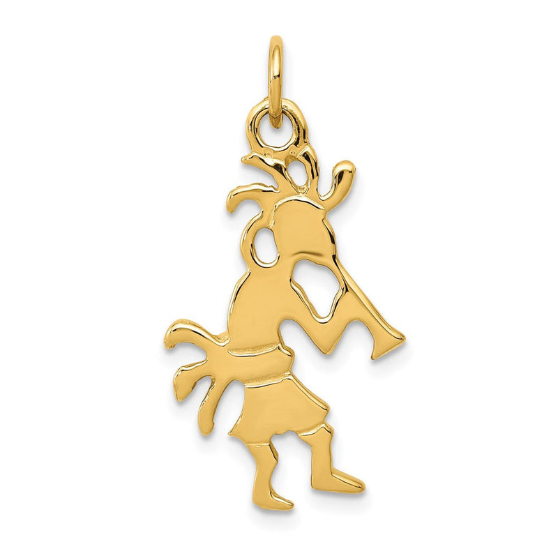 14K Gelbgold Poliert 3-Dimensionaler Kokopelli Charm