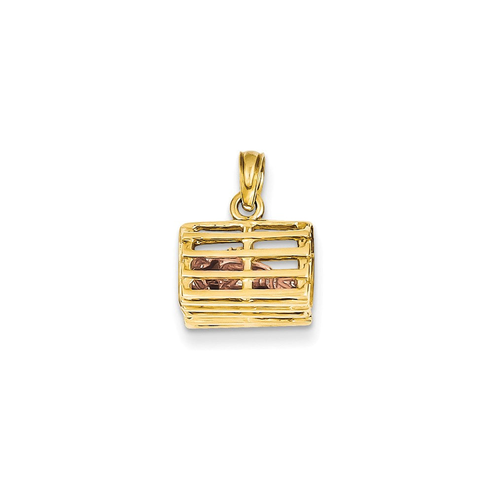 14K Bicolor Gold Bicolor Gold Polierter 3-dimensionaler Hummerfallen-Anhänger