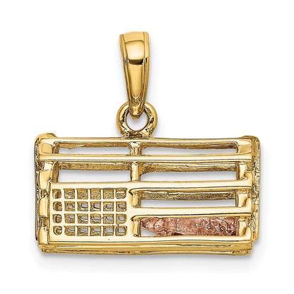 14K Bicolor Gold Polierter 3-D-Hummerreusen-Anhänger