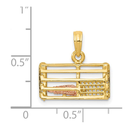 14K Bicolor Gold Polierter 3-D-Hummerreusen-Anhänger