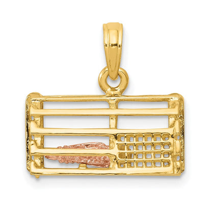 14K Bicolor Gold Polierter 3-D-Hummerreusen-Anhänger