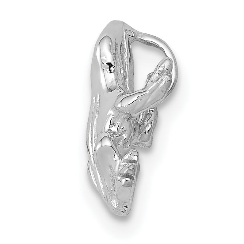 14K Weißgold Massiv Poliert 3-d Frosch Charm