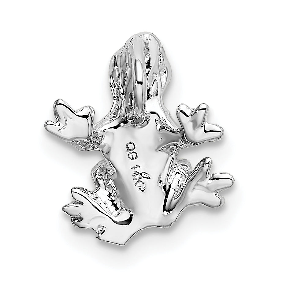 14K Weißgold Massiv Poliert 3-d Frosch Charm