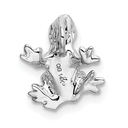 14K Weißgold Massiv Poliert 3-d Frosch Charm