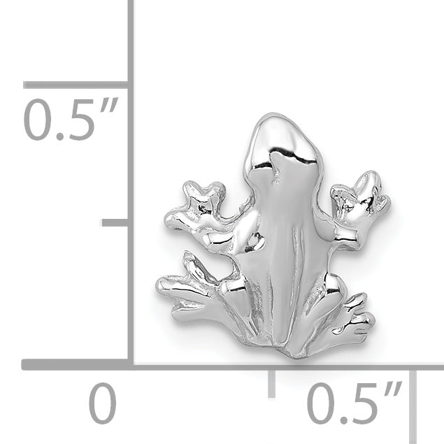 14K Weißgold Massiv Poliert 3-d Frosch Charm