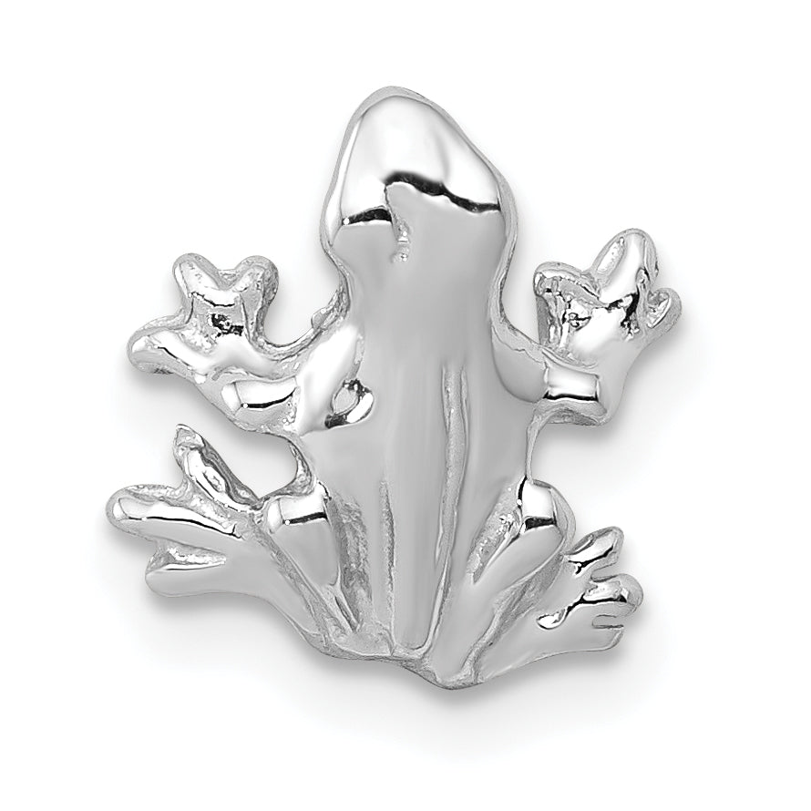 14K Weißgold Massiv Poliert 3-d Frosch Charm