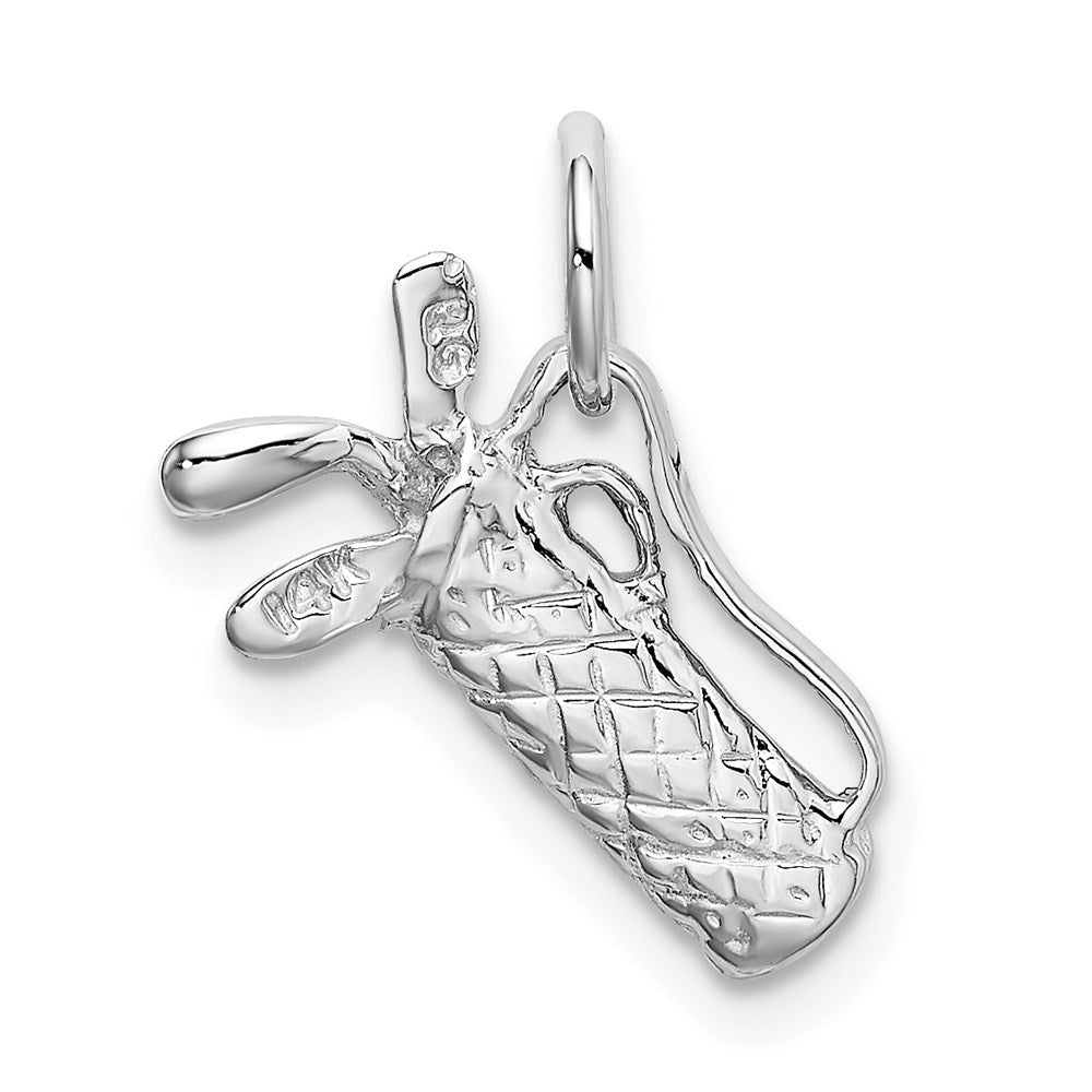 14K Weißgold Massiv Poliert 3-d Golf Bag/clubs Charm