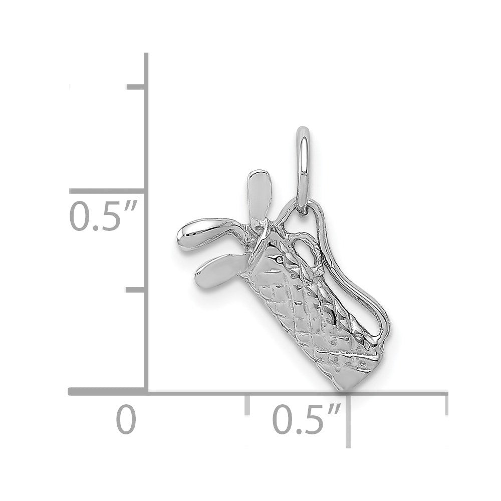 14K Weißgold Massiv Poliert 3-d Golf Bag/clubs Charm