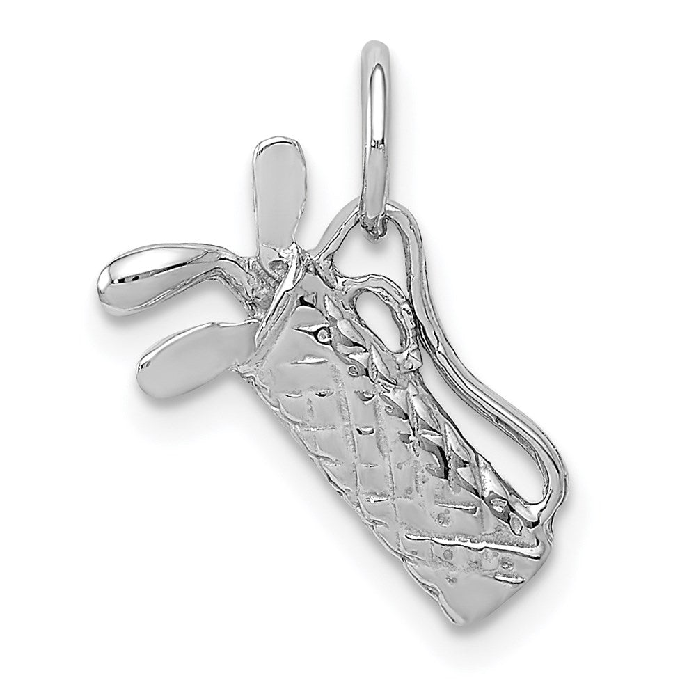 14K Weißgold Massiv Poliert 3-d Golf Bag/clubs Charm
