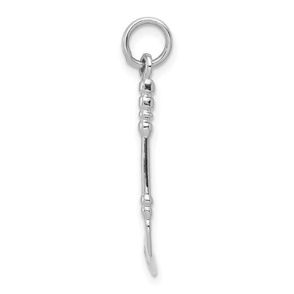 14K Weißgold Massiv 3-d Emailliert Hockey Stick Charm