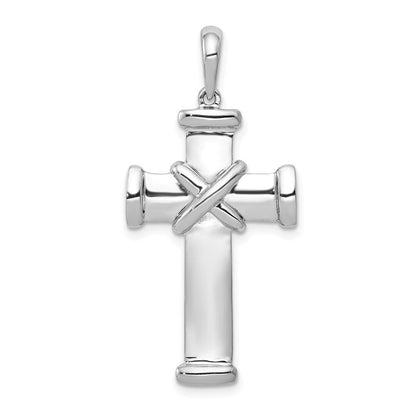 14K Weißgold Lateinisches Kreuz Anhänger