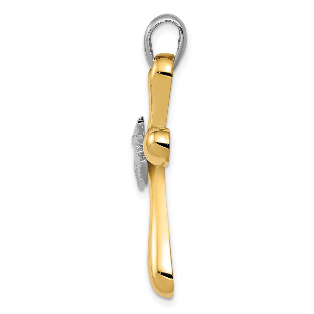 14K Bicolor Gold Dove-Kreuz-Anhänger** Alternative, noch natürlicher: **14K Bicolor Gold Kreuz-Anhänger mit Taube