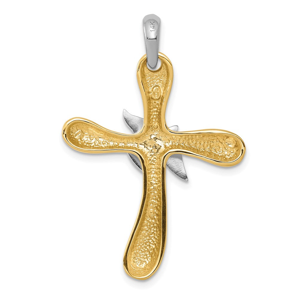 14K Bicolor Gold Dove-Kreuz-Anhänger** Alternative, noch natürlicher: **14K Bicolor Gold Kreuz-Anhänger mit Taube