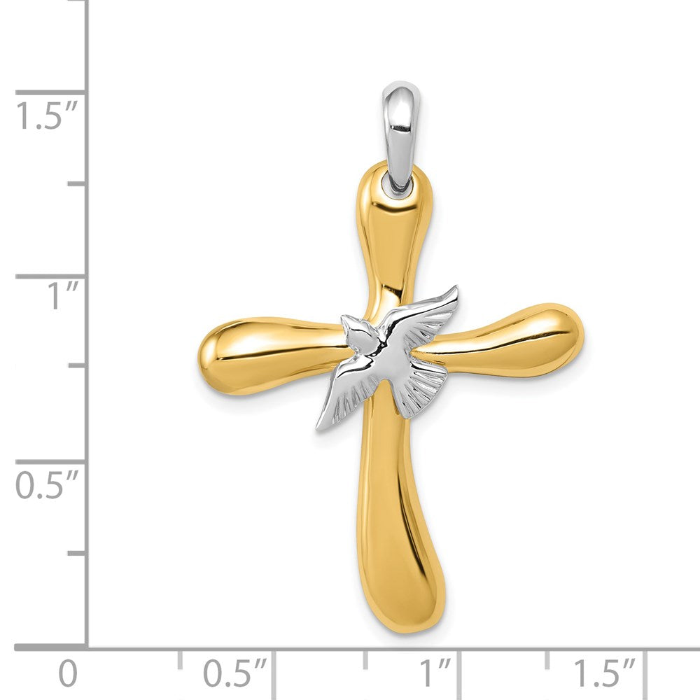 14K Bicolor Gold Dove-Kreuz-Anhänger** Alternative, noch natürlicher: **14K Bicolor Gold Kreuz-Anhänger mit Taube