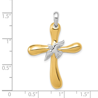 14K Bicolor Gold Dove-Kreuz-Anhänger** Alternative, noch natürlicher: **14K Bicolor Gold Kreuz-Anhänger mit Taube