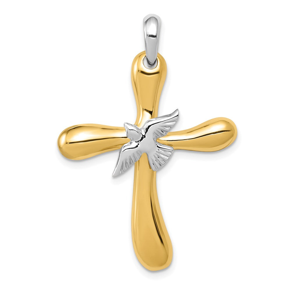 14K Bicolor Gold Dove-Kreuz-Anhänger** Alternative, noch natürlicher: **14K Bicolor Gold Kreuz-Anhänger mit Taube