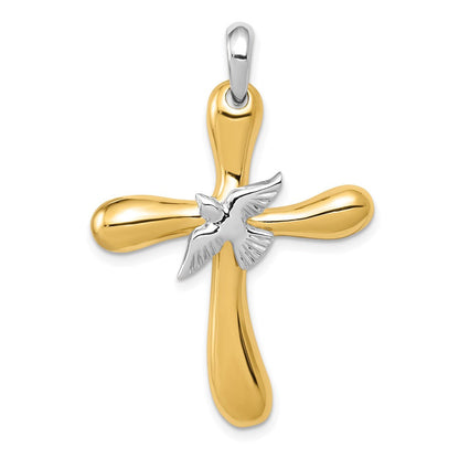 14K Bicolor Gold Dove-Kreuz-Anhänger** Alternative, noch natürlicher: **14K Bicolor Gold Kreuz-Anhänger mit Taube