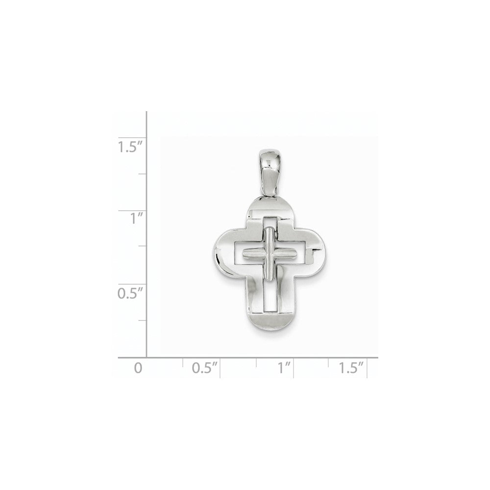 14K Weißgold Massives Kreuz-Anhänger
