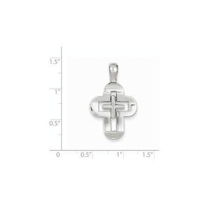 14K Weißgold Massives Kreuz-Anhänger